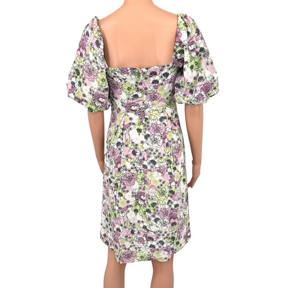 NWT BCBGeneration Floral Square Neck Puff Sleeve Dress 6 Wedding Guest - Picture 10 of 14